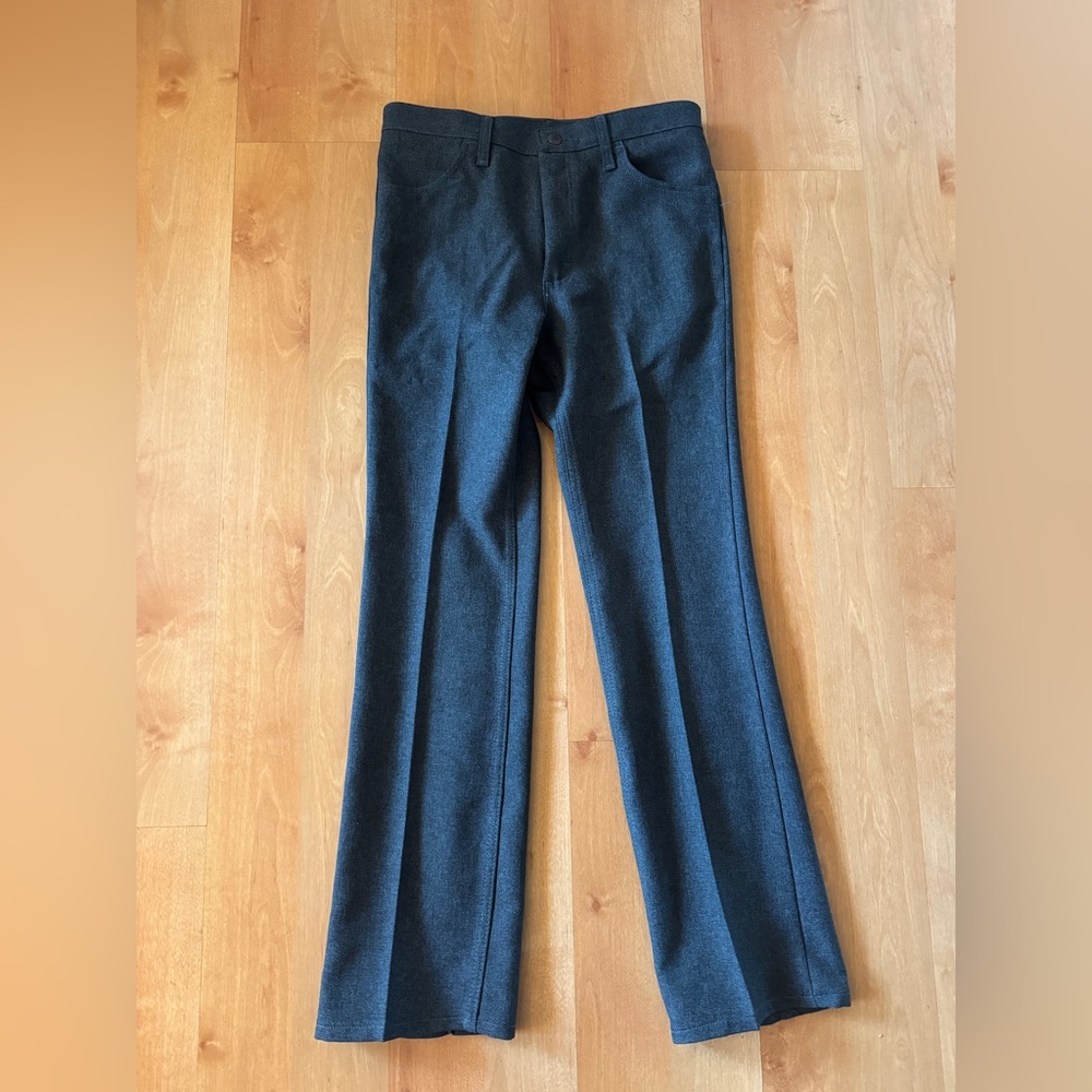 Vintage Wrangler Bootcut Polyester Jeans 32x32 Western Cowboy Pants Dark Blue